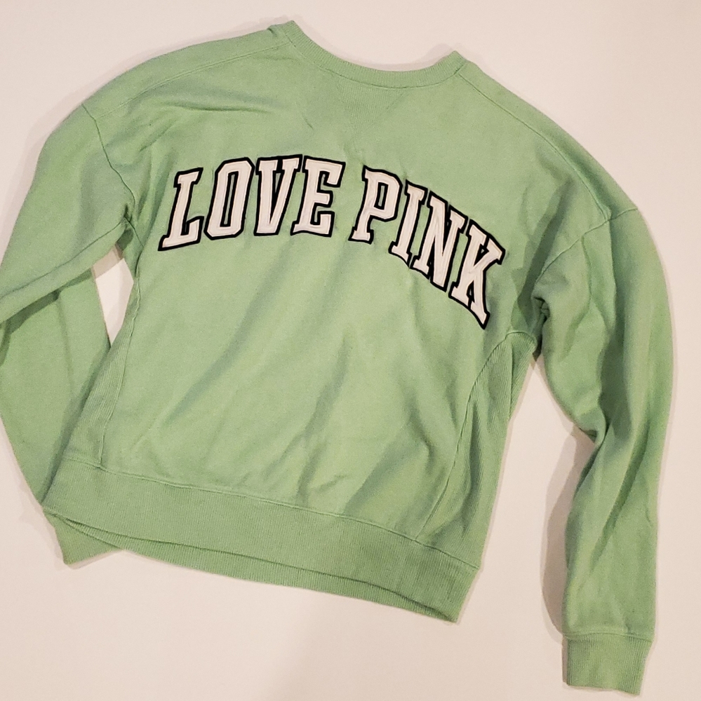 Green PINK Victorias Secret Sweatshirt XS